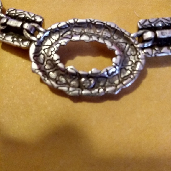 16" Links & Station Silvertone Necklace & Bracelet - Picture 5 of 6